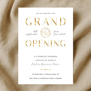 Elegant Gold Logo Business Grand Opening Modern Invitation