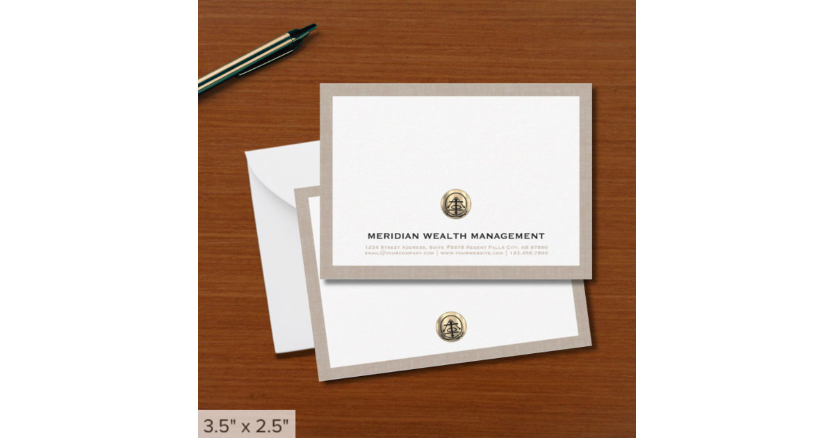 Elegant Gold Logo Business Note Card | Zazzle