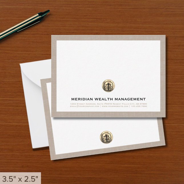 Elegant Gold Logo Business Note Card (Creator Uploaded)