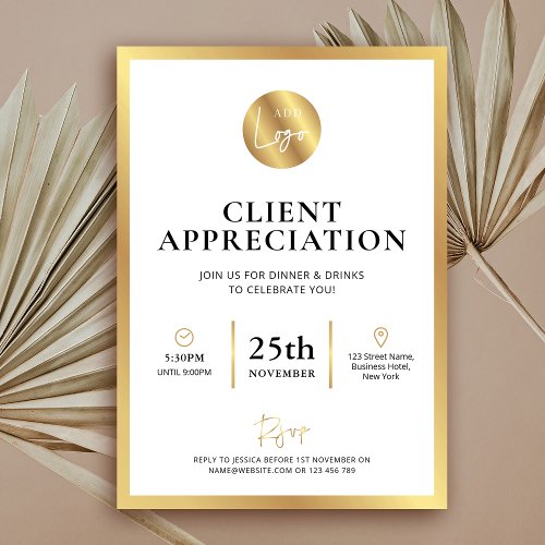 Elegant Gold Logo Client Appreciation Day Business Invitation