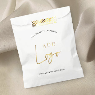 Elegant Gold Logo Company Branded Shopping Bags