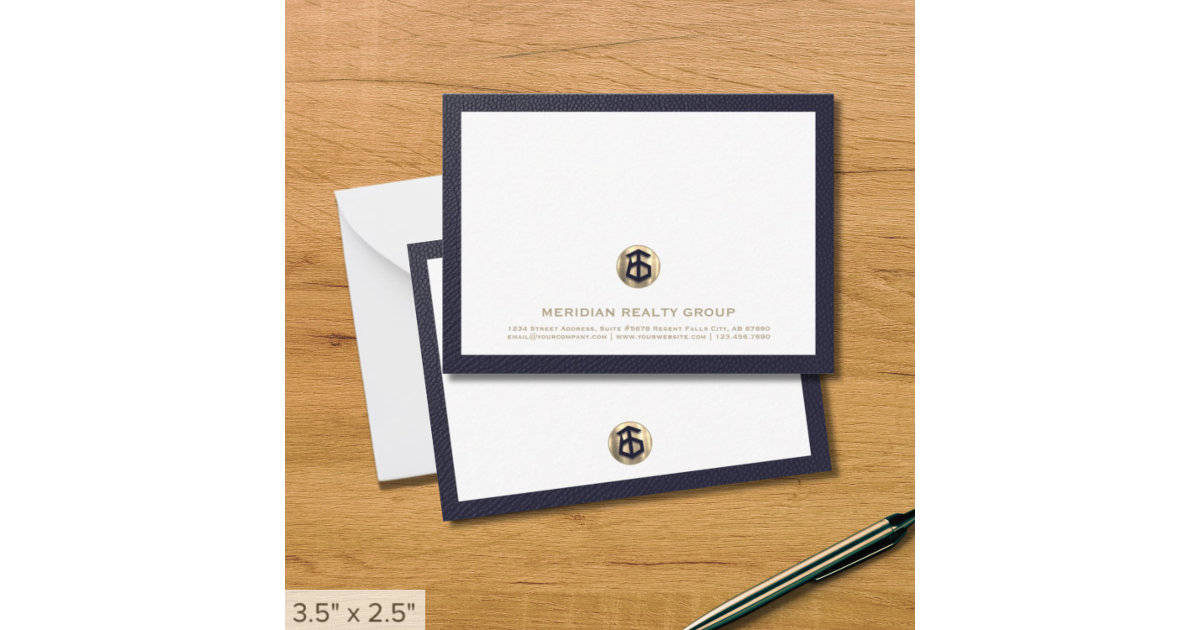 Elegant Gold Logo Real Estate Note Card 