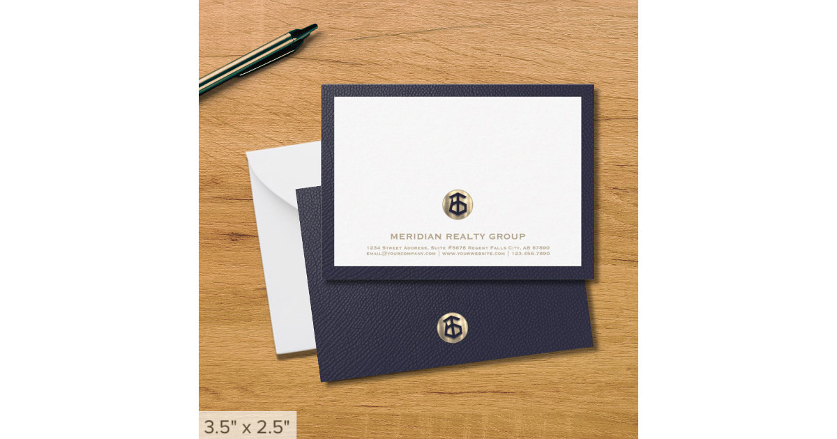 Elegant Gold Logo Real Estate Note Card Zazzle