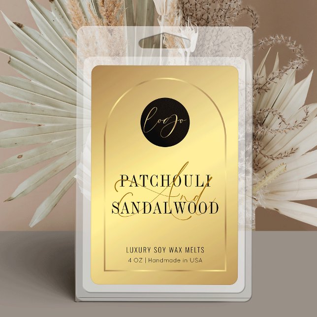 Elegant Gold Logo Soy Wax Melts Waterproof Label (Elegant gold effect rectangle product labels, great  for wax melts, candles, bath products and more)