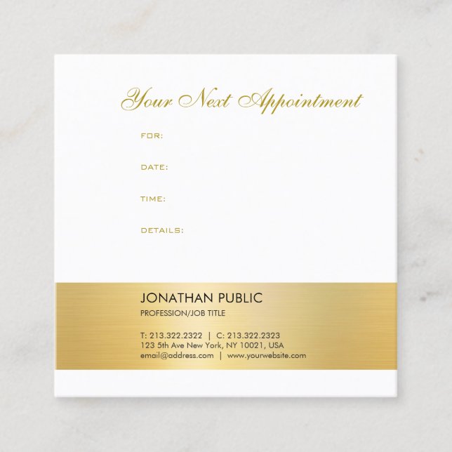 Elegant Gold Look Appointment Reminder Template Card (Front)