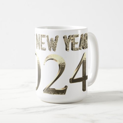 Elegant Gold Look Chic Happy New Year 2024 Coffee Mug