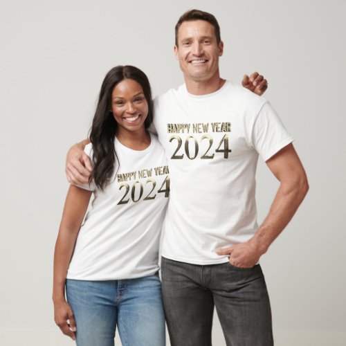 Elegant Gold Look Chic Happy New Year 2024 T_Shirt