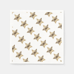 Elegant Gold Look Christmas Stars Pattern Napkins