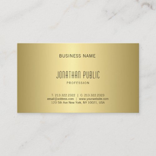 Elegant Gold Look Design Simple Modern Chic Plain Business Card