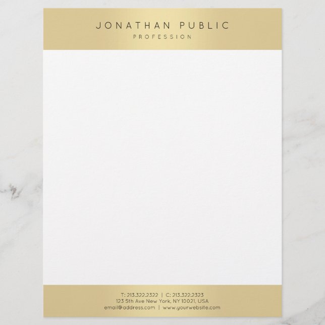 Elegant Gold Look Glamorous Template Modern Trendy Letterhead (Front)
