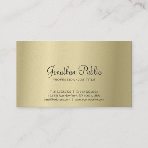Elegant Gold Look Modern Creative Plain Luxury Business Card