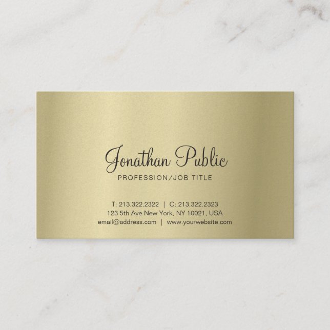 Elegant Gold Look Modern Creative Plain Luxury Business Card (Front)
