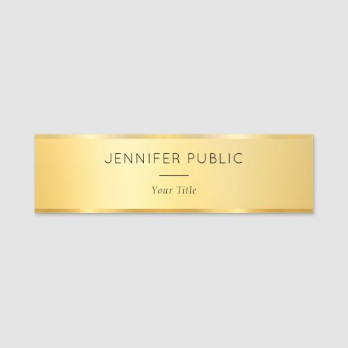 Elegant Gold Look Modern Glamour Template Staff Name Tag