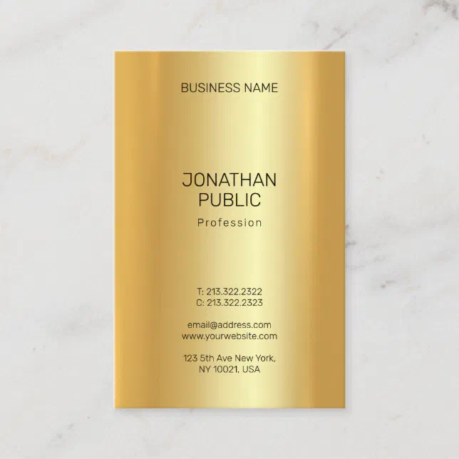Elegant Gold Look Modern Minimalist Template Business Card | Zazzle