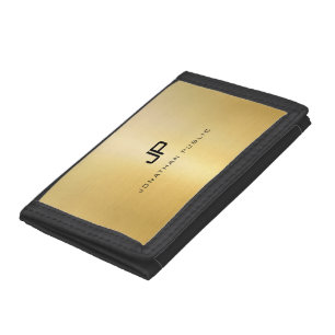 Elegant Gold Look Modern Monogrammed Template Trifold Wallet