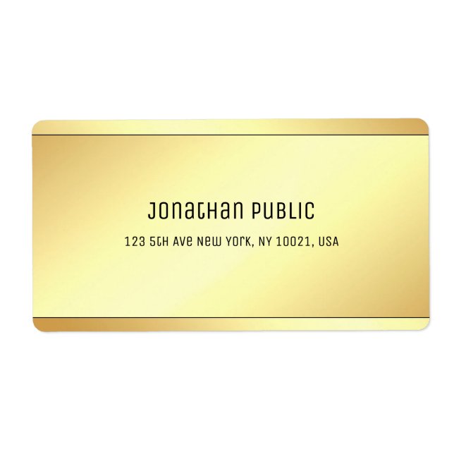 Elegant Gold Look Modern Simple Template Shipping Label (Front)