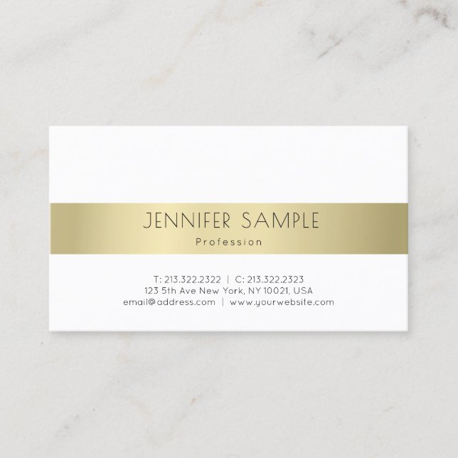 Elegant Gold Look Modern Sleek Plain Professional Business Card (Front)