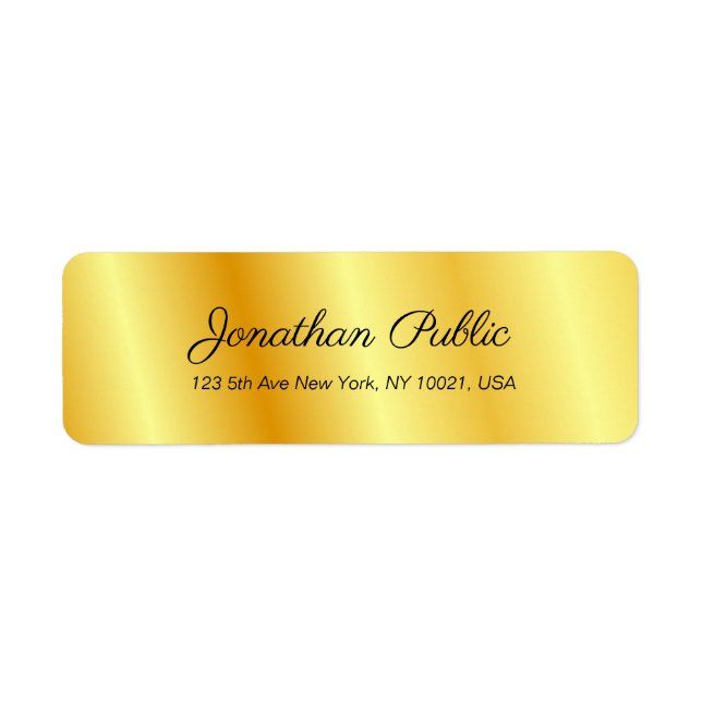 Elegant Gold Look Modern Template Calligraphed Label (Front)