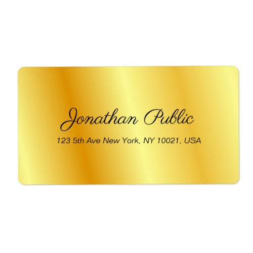 Elegant Gold Look Modern Template Handwriting Label