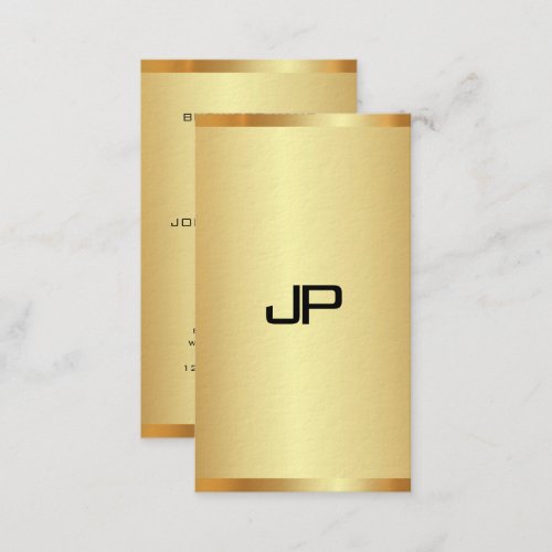 Elegant Gold Look Modern Vertical Monogram Business Card