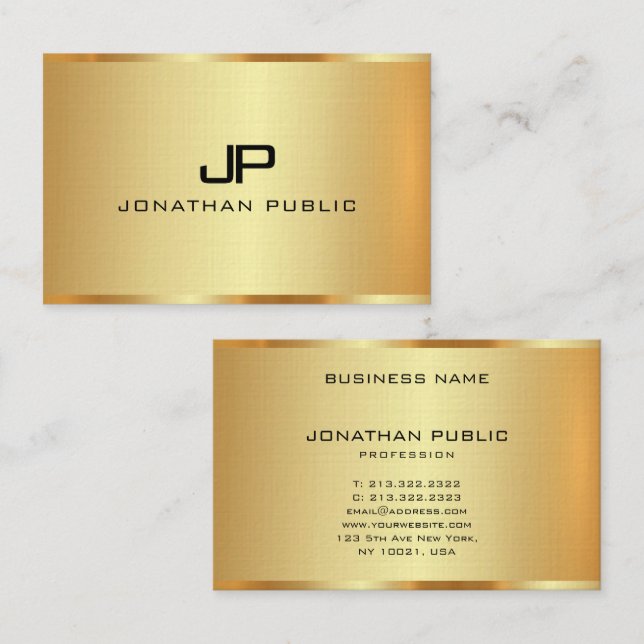 Elegant Gold Look Monogram Initial Personalized Business Card (Front/Back)