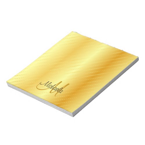 Elegant Gold Look Monogrammed Template Modern Notepad