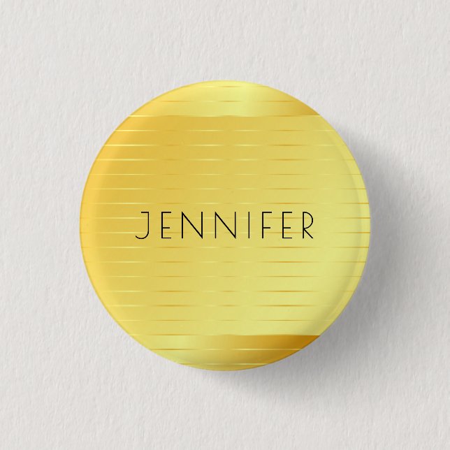 Elegant Gold Look Personalized Modern Template Button (Front)
