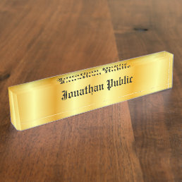 Elegant Gold Look Personalized Modern Template Desk Name Plate