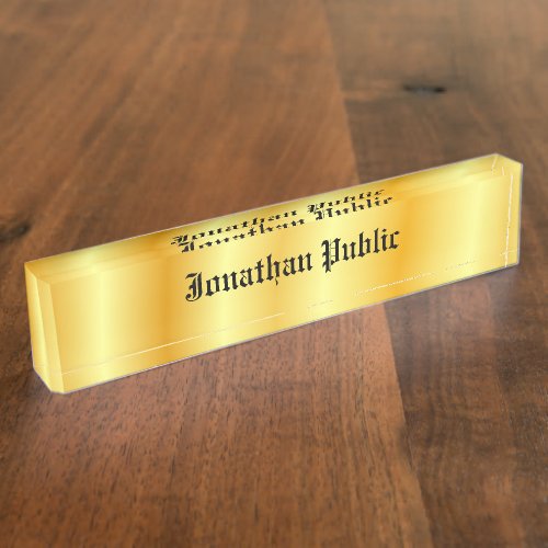 Elegant Gold Look Personalized Modern Template Desk Name Plate
