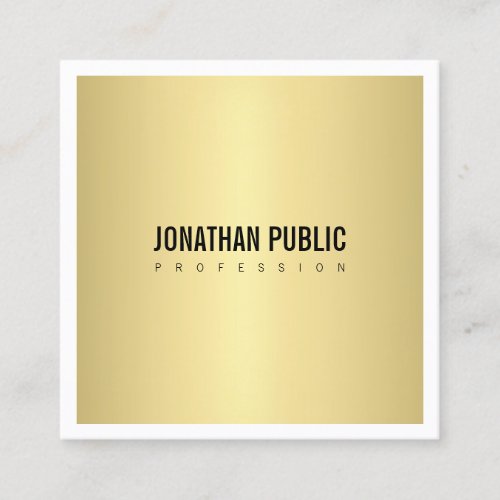 Elegant Gold Look Plain Modern Minimalist Square Business Card
