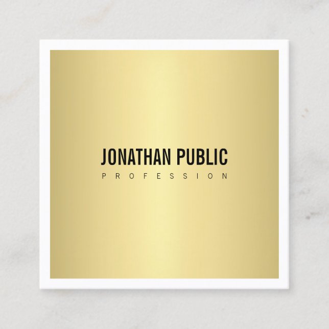 Elegant Gold Look Plain Modern Minimalist Square Business Card (Front)