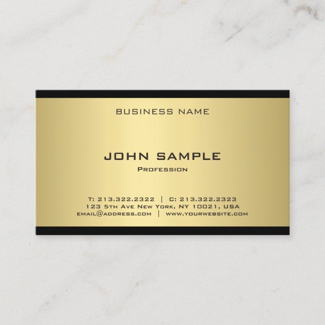 Elegant Gold Look Professional Modern Template Top Business Card (Front)