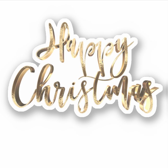Elegant Gold Look Script Festive Happy Christmas Sticker (Front)