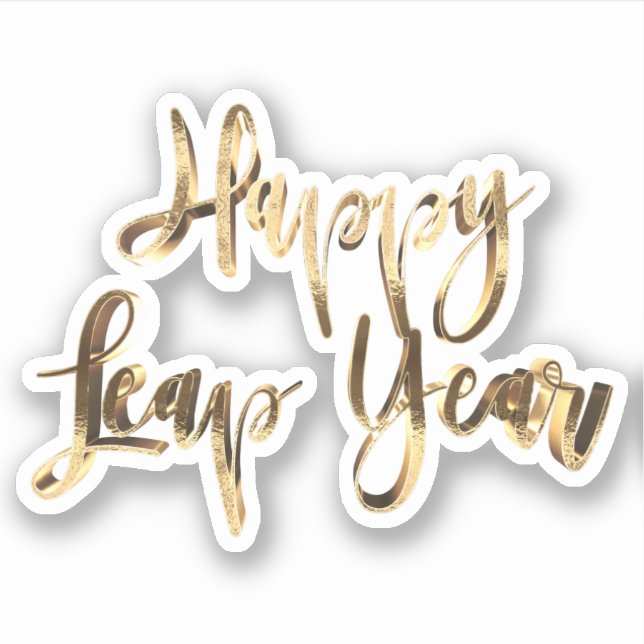 Elegant Gold Look Script Festive Happy Leap Year Sticker (Front)