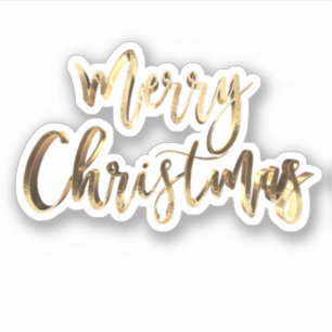 Elegant Gold Look Script Festive Merry Christmas Sticker