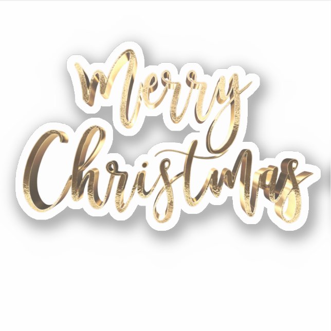 Elegant Gold Look Script Festive Merry Christmas Sticker (Front)