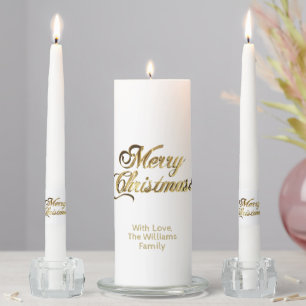 Elegant Gold Look Script Merry Christmas Unity Candle Set