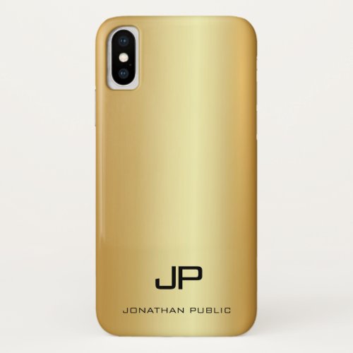 Elegant Gold Look Template Modern Monogram Name iPhone X Case