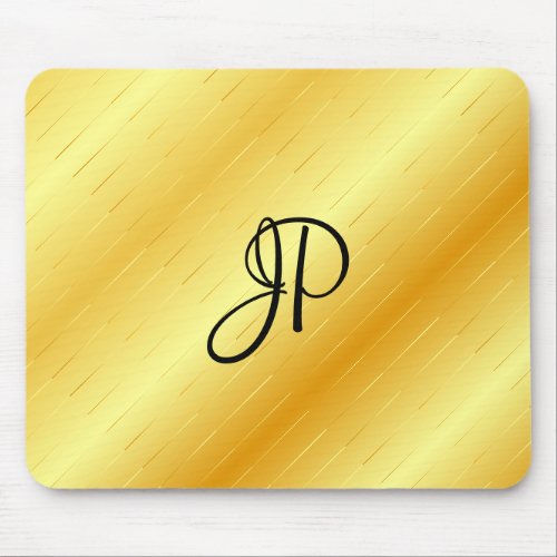 Elegant Gold Look Template Monogram Trendy Mouse Pad