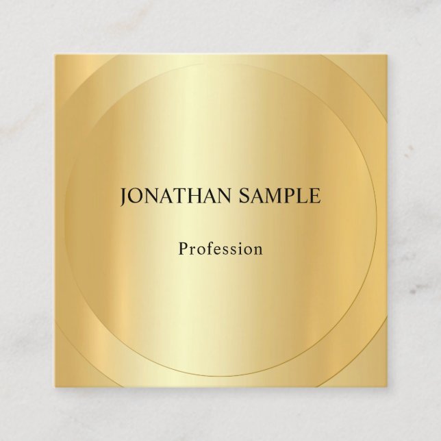 Elegant Gold Look Template Professional Modern Square Business Card (Front)