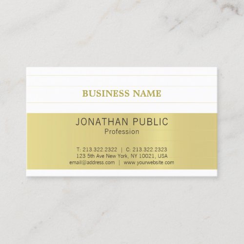 Elegant Gold Look White Minimalistic Trendy Plain Business Card