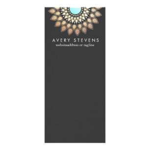 Elegant Gold Lotus Floral Motif Stylish Black Rack Card
