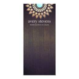 Elegant Gold Lotus Floral Motif Stylish Wood Rack Card