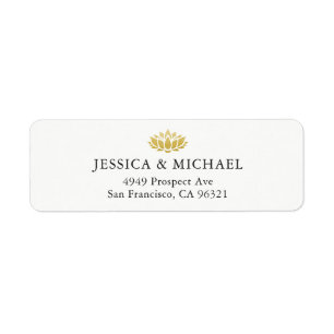 Elegant Gold Lotus Flower Custom Return Address Label