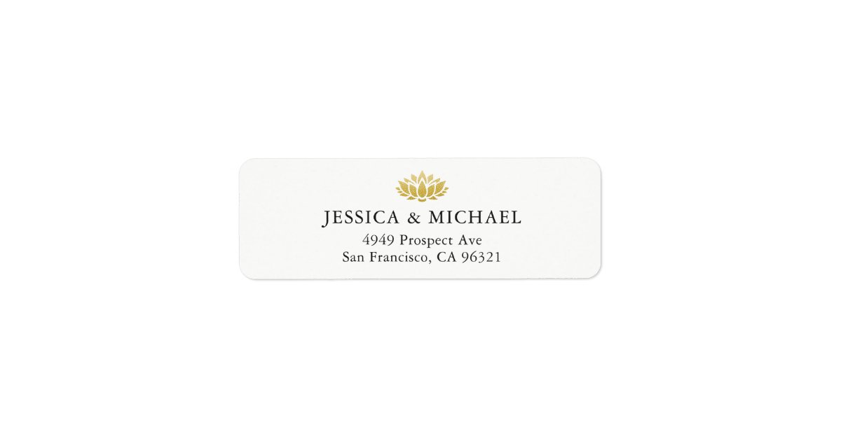 Elegant Gold Lotus Flower Custom Return Address Label | Zazzle