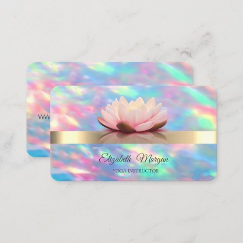 Elegant Gold Lotus Flower Iridescent Opal Business Card