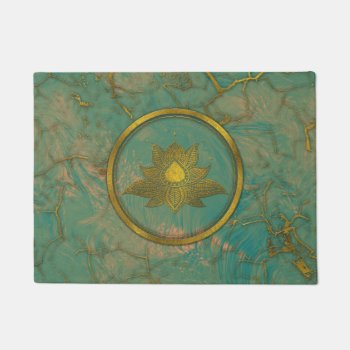 Elegant  Gold Lotus Flower On Marble Doormat by LoveMalinois at Zazzle