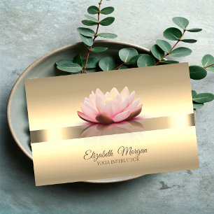 Elegant Gold Lotus Flower Yoga Instructor Business Card