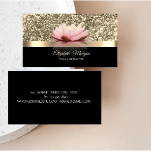 Elegant Gold, Lotus Flower Yoga Instructor Business Card