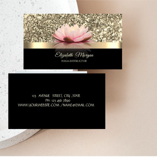 Elegant Gold Lotus Flower Yoga Instructor Business Card